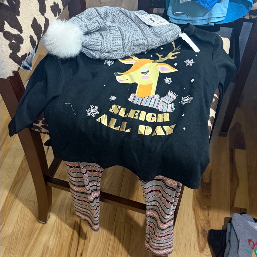 Kids Set with Hat Christmas Winter matching set Leggings